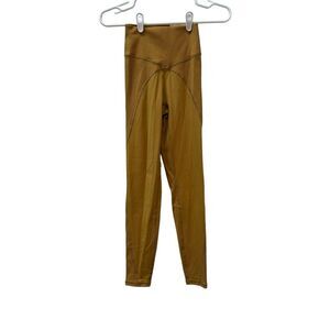 NWT Aerie Ribbed High Waisted Gold Yellow Full Length Leggings Athletic Apparel